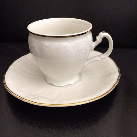 Vintage Baum Bros Cup and Saucer Set Bernadotte Ivory Fine Bone China